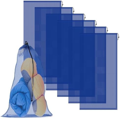 6 Pack Mesh Bag Drawstring for Storage, 23 x 47 Inch Net Bags by COIDEA