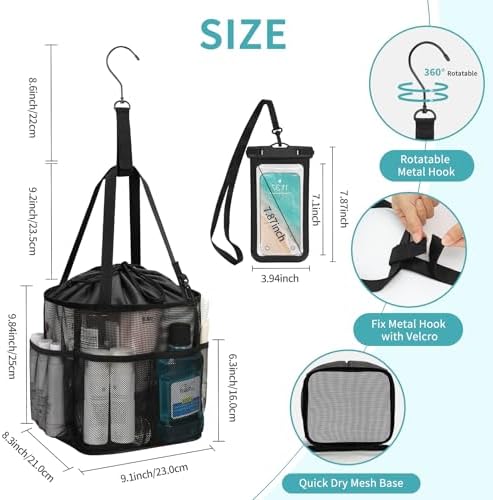 Mesh Shower Caddy Portable for College Dorm Room Essentials, Hanging Shower - Image 6