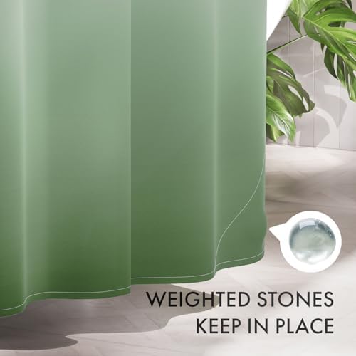 AmazerBath Fabric Shower Curtain Set, Ombre Grass Green Curtain - Image 7