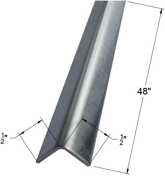 Brushed 304 Stainless Steel Corner Guards, 48" Wall Protectors, 20ga & 16ga, Available in 1/2" to 4", Multi-Pack Options (1, 2, 5, or 10) (1, 1/2 x 1/2, 16ga, No Hug Edges)