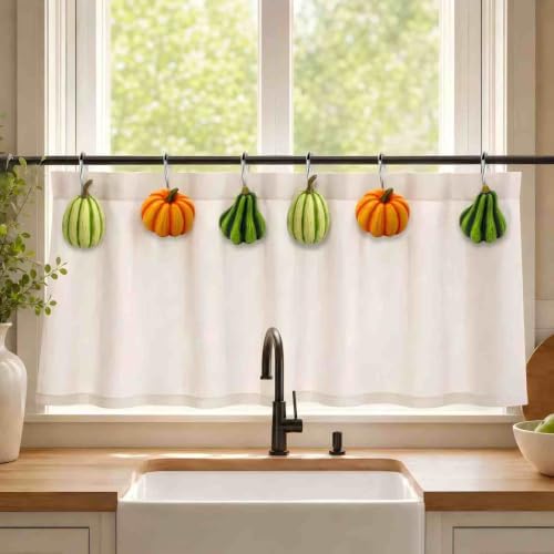 Pumpkin Shower Curtain Hooks Set of 12, Resin Fall Halloween Decor - Image 5