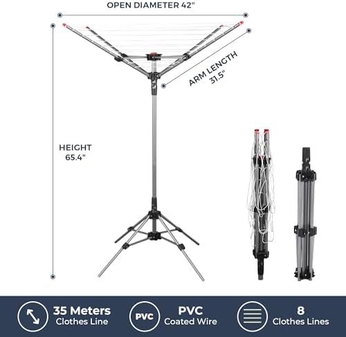 STO STO Portable Umbrella Clothesline, 82 Feet Rotary Drying Rack - Image 5