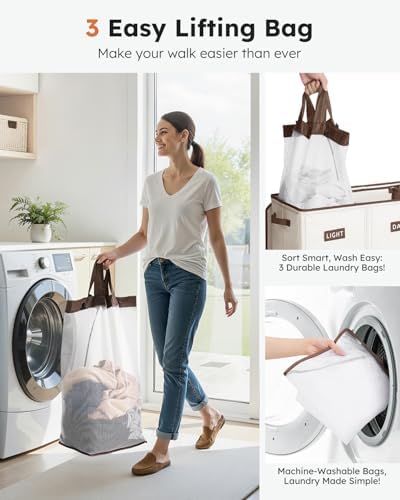 SOLEDI 200L 3-Section Laundry Hamper - Image 4