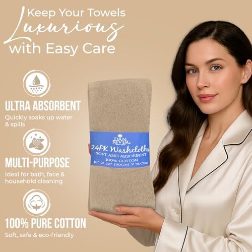 DAN RIVER 24 Pack Cotton Wash Cloths Set - Image 4