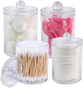 4 Pack Acrylic Qtip Holder Dispenser, Canisters Apothecary Jar Set by Aynoo