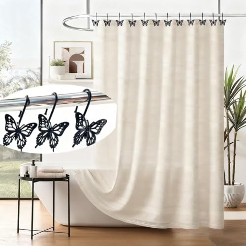 12PCS Decorative Shower Curtain Hooks, Metal Shower Curtain Rings, Rustproof - Image 6