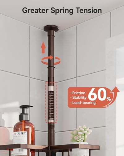 YASONIC Corner Shower Caddy Tension Pole, 25.7-109.1in Adjustable Shower Shelves - Image 3