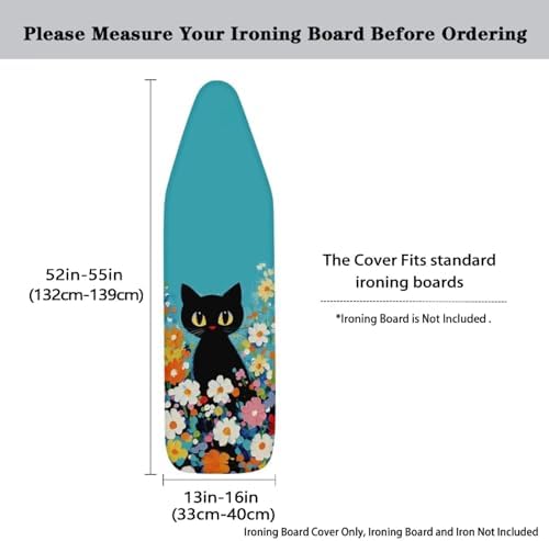 Colorful Flower Black Cat Plaid Ironing Board Cover Iron Pad Covers Resist - Image 5