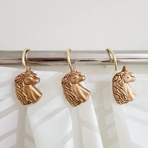 Two Fish Home Fashions Set of 12 Decorative Unicorn Shower Curtain Hooks - Image 2
