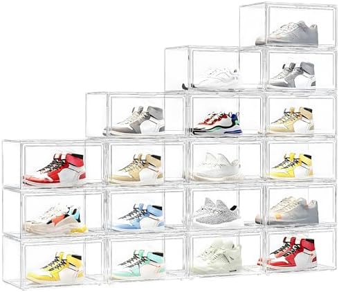 MMBABY 12 Pack Acrylic Clear Shoe Boxes– Ultra Clear Plastic Stackable Sneaker by MMBABY