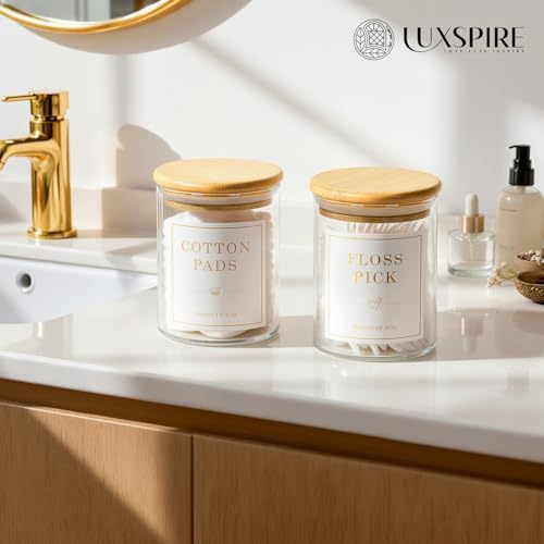 Luxspire 2 Pack Glass Qtip Holder Dispenser, 13.4 oz Cotton Swab Holder - Image 6