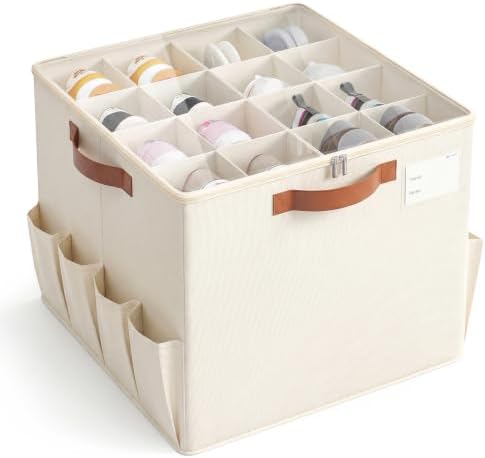 Varhomax Shoe Organizer Box for Closet, Fabric Storage Basket by Varhomax