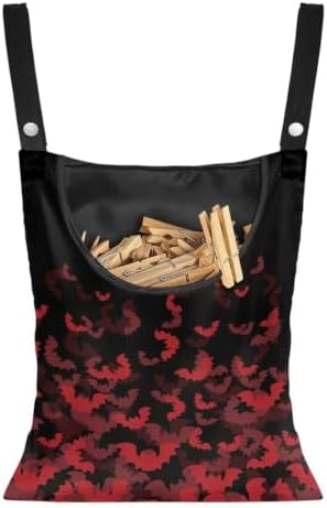 Halloween Black Bat Clothes Pin Bag to Hang On Line Reusable Clothespin Holder by CREAMIC