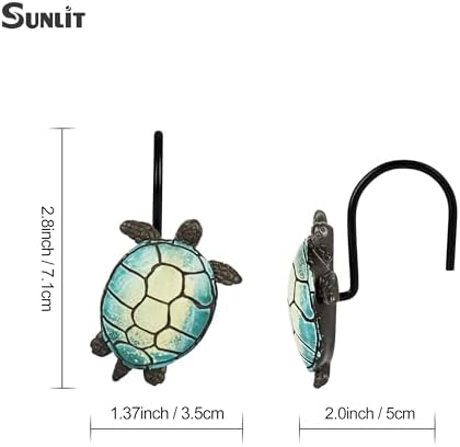Sunlit Tilt Sea Turtle Shower Curtain Hooks, Home Decorative Shower Curtain - Image 2
