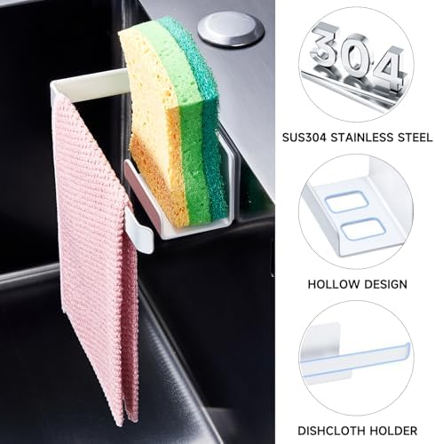 Sponge Holder for Kitchen Sink, Adhesive Dishcloth Holder, Dish Sponge Kitchen - Image 6