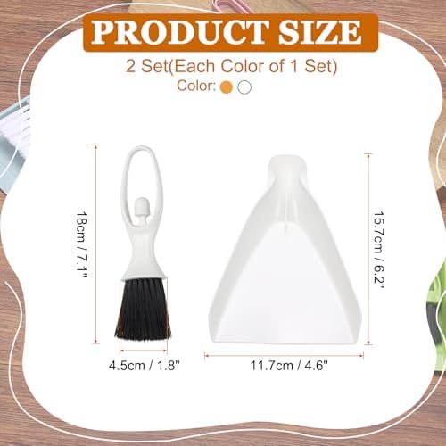 uxcell 2 Pcs Mini Dustpan and Brush Set, Small Broom and Dustpan Set - Image 2