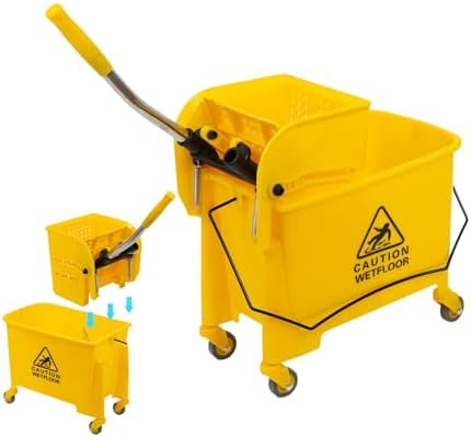 5.28 Gallon Mop Bucket with Wringer, Side Press Wringer Combo Mop Bucket with by Unknown