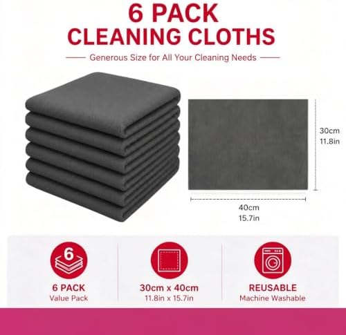 6 Pcs Genie Magic Cleaning Cloths, 12*16IN Large Thicked Microfiber Towels - Image 5