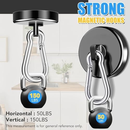 Magnetic Hooks Heavy Duty 150Lbs, 12 Pack Black Super Strong Hooks - Image 3