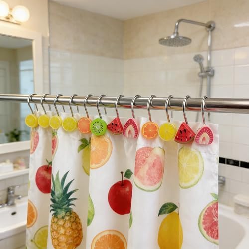 Two Fish Home Fashions Set of 12 Decorative Fruits Shower Curtain Hooks - Image 6
