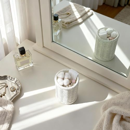 Rattan Jars, Cotton Pad Floss Jar Bathroom Vanity Desk Storage - Image 6