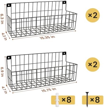 FamilyKit 4 Set Extra Large Hanging Wall Wire Baskets - Image 2