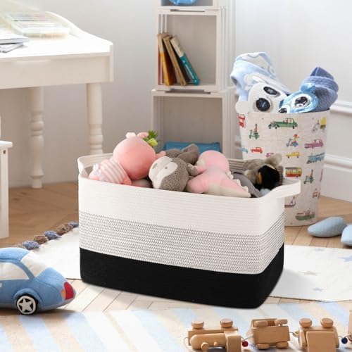 OIAHOMY Large Blanket Basket, 65L Cotton Rope Woven Laundry Basket, Toy Bin - Image 5