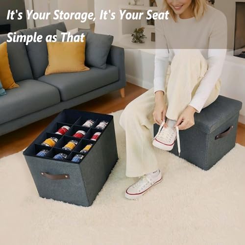Adjustable Dividers Storage Ottoman Shoe Organizer Box - Image 2