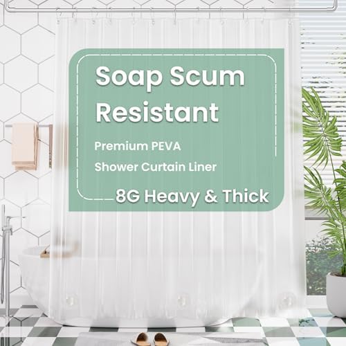 AmazerBath Frosted Shower Curtain Plastic 72x72 Inches, Heavy Duty Shower by AmazerBath