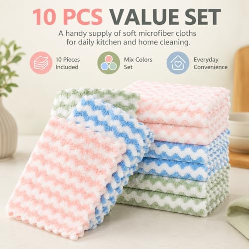 10PACK Kitchen Cleaning Cloths, Microfiber Dish Cloths: All-Purpose - Image 5