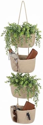4 Tier Wall Mounted Woven Hanging Basket, Over The Door Hanging Basket - Image 2
