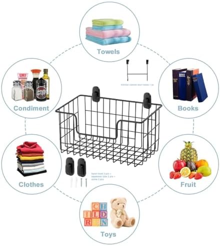 JUNCHU CHERRY Wire Storage Basket 2 Packs, Wall Mounted Kitchen Bathroom - Image 2