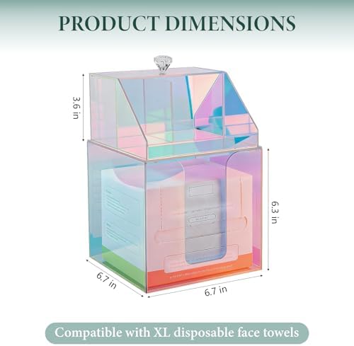 Disposable Facial Towels Storage Double Layer Acrylic Box, Glossy Rainbow - Image 6