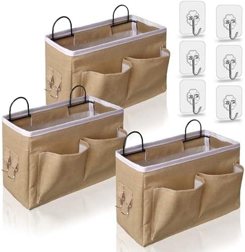 Kanrichu 3pcs Middle Wall Hanging Organizer Bag, Linen Fabric Door Hanging by KANRICHU