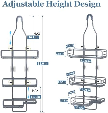 Skyapex Shower Caddy Hanging Bathroom Organizer: Over Head Adjustable Rack - Image 2