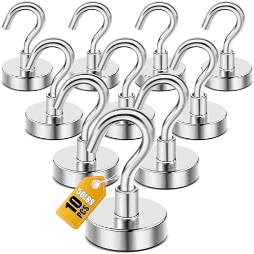 DIYMAG Magnetic Hooks, Strong Magents 10 Pack 50lbs by DIYMAG