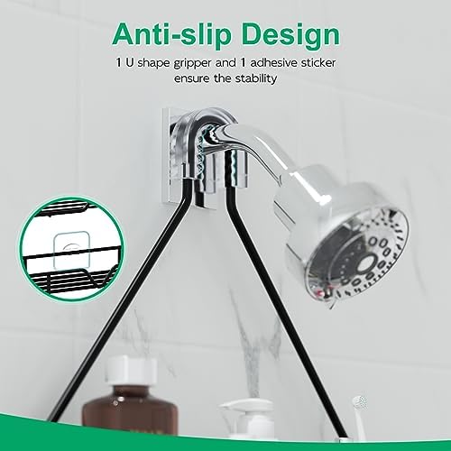 TreeLen Shower Organizer Hanging Shower Caddy over Shower Head Black Bathroom - Image 2