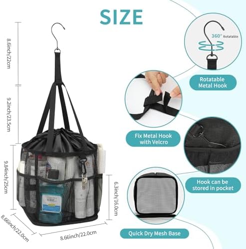 Mesh Shower Caddy Portable for College Dorm Room Essentials, Shower Tote Bag - Image 5
