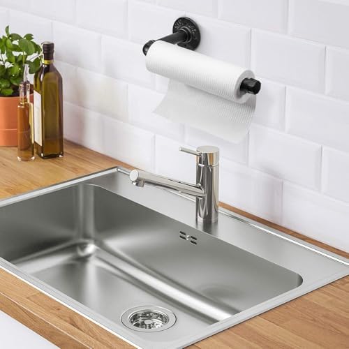 Industrial Pipe Kitchen Paper Towel Holder, Matte Black Heavy Duty DIY - Image 5