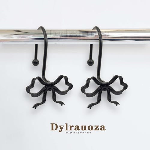 Black Bow Shower Curtain Hooks, 12 Pack Gothic Coquette Bathroom Decor - Image 5