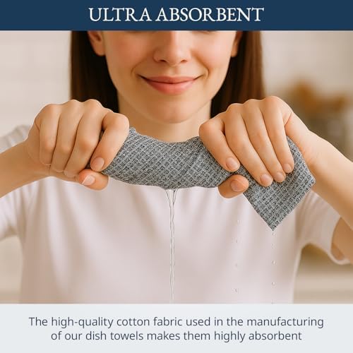 LANE LINEN Kitchen Towels Set – Pack of 6 Cotton Dish Cloths, Soft & - Image 5