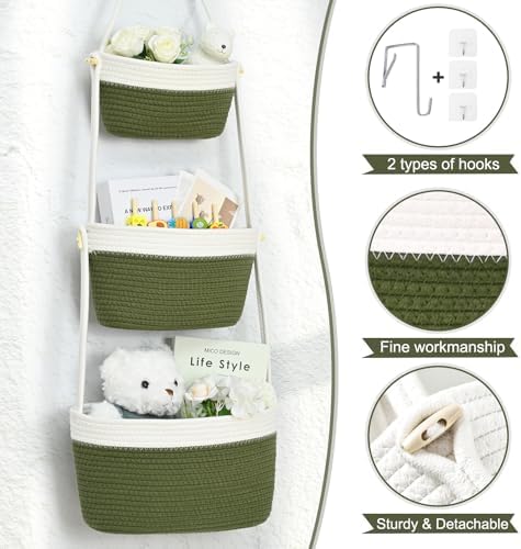 Hanging Basket, 3-Tier Woven Wall Basket - Image 5