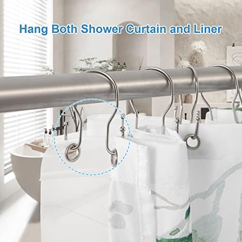 12 Pack Double Shower Curtain Hooks Rings, TENOVEL Double Sided Shower Curtain - Image 4