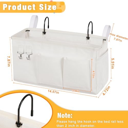 Lilithye Bedside Caddy, Bedside Storage Bag Hanging Organizer - Image 3