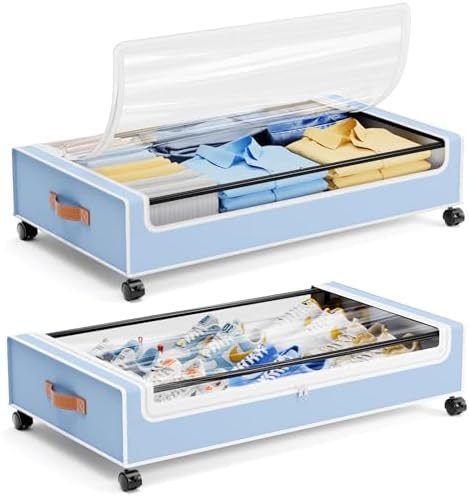 Yecaye Under Bed Storage with Wheels, 2 Pack Under Bed Storage Containers by Yecaye