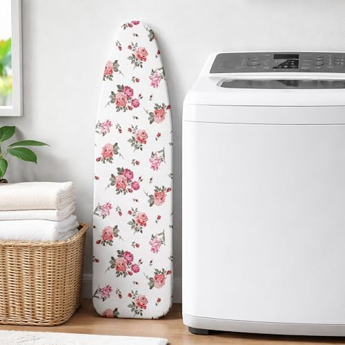 Ironing Board Cover and Pad, Thick Scorch Resistant Padding Pink Flowers Print - Image 7