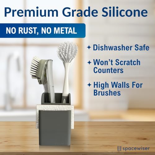 Spacewiser Silicone Sink Caddy – Sponge Dish Brush Holder - Image 3