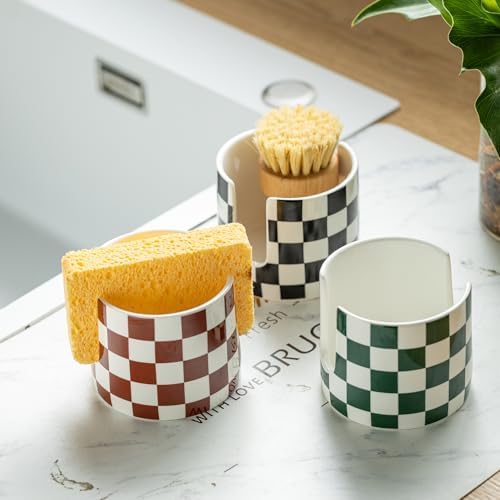 Zoeeker Sponge Holder for Sink, Ceramic Dish Sponge Holder Brush Holder - Image 7