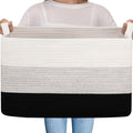 OIAHOMY Large Blanket Basket, 65L Cotton Rope Woven Laundry Basket, Toy Bin by MasterofSpaceOptimization