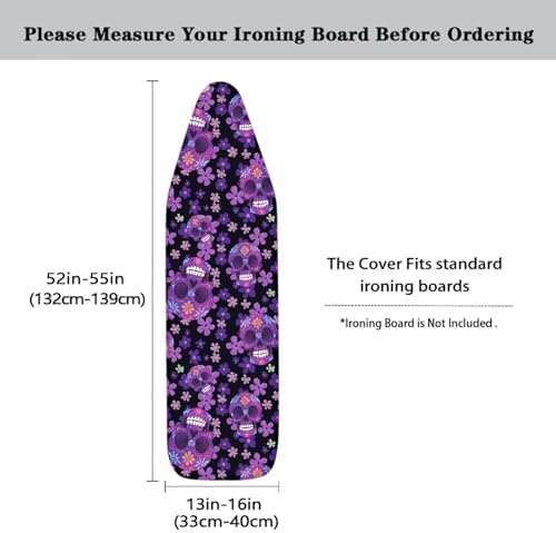 Halloween Skull Ironing Board Cover-15x 54 Purple Gradient Skeleton Elastic - Image 5
